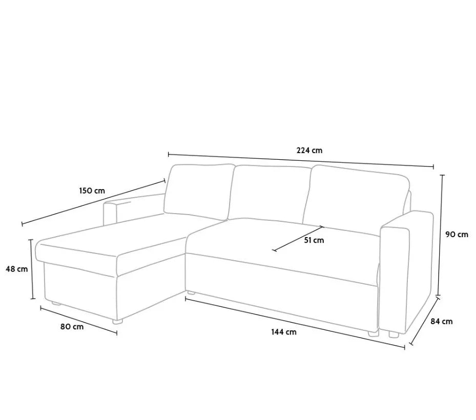 Canapé lit d'angle en forme de L, structure 3 places, structure en bois, chaise longue modulable, gauche ou droite, oreillers inclus, gris