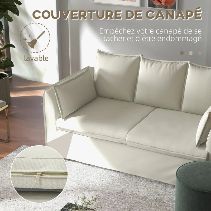 Canapé trois places au design moderne et à la mode, causeuse, coque et coussin amovibles, canapé de loisirs pour salon 191x76x88cm