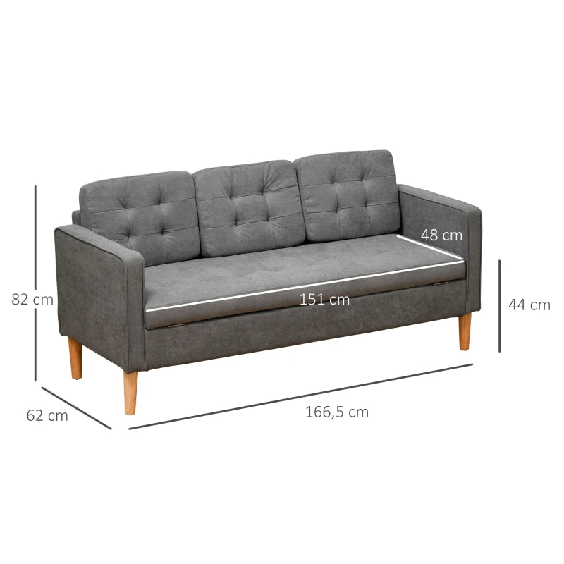 Avec 3 coussins moelleux et accoudoirs trio de canapé moderne, canapé de salon de style moderne, chaise longue, lit simple 166,5 x62x82 cm